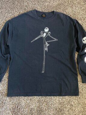 Vintage Disney Nightmare Before Christmas Longsleeve Black XL 2000s Cartoon